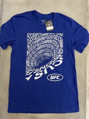 UFC Men's Medium Blue Graphic Tee Focus Fuels Champions Official Licensed